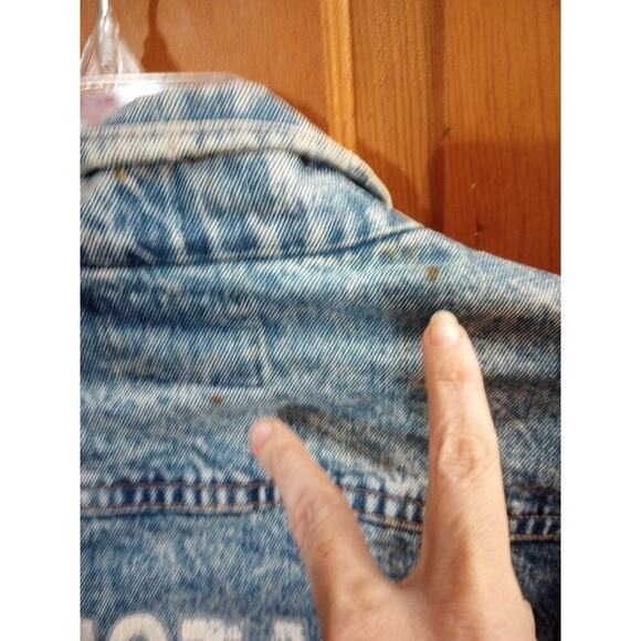 Vtg Big Smith Trucker jean jacket men's Sz LG Mustang World War II USA - Picture 8 of 10